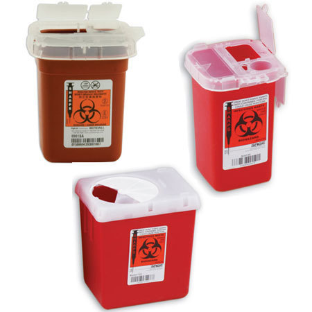 1 Quart Red Container - Locking Hinged Lid - Phlebotomy Sharps Containers