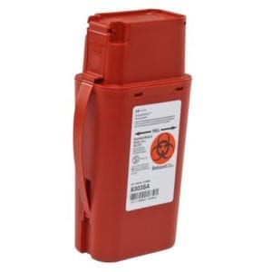 Sharps, 1 Qt, Transportable Flip Top Container,