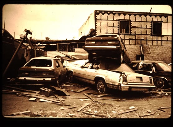 Car dealership destroyed after tornado hits