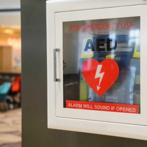 AED-machine-in-an-business-office-setting. AED machine in an business office setting.