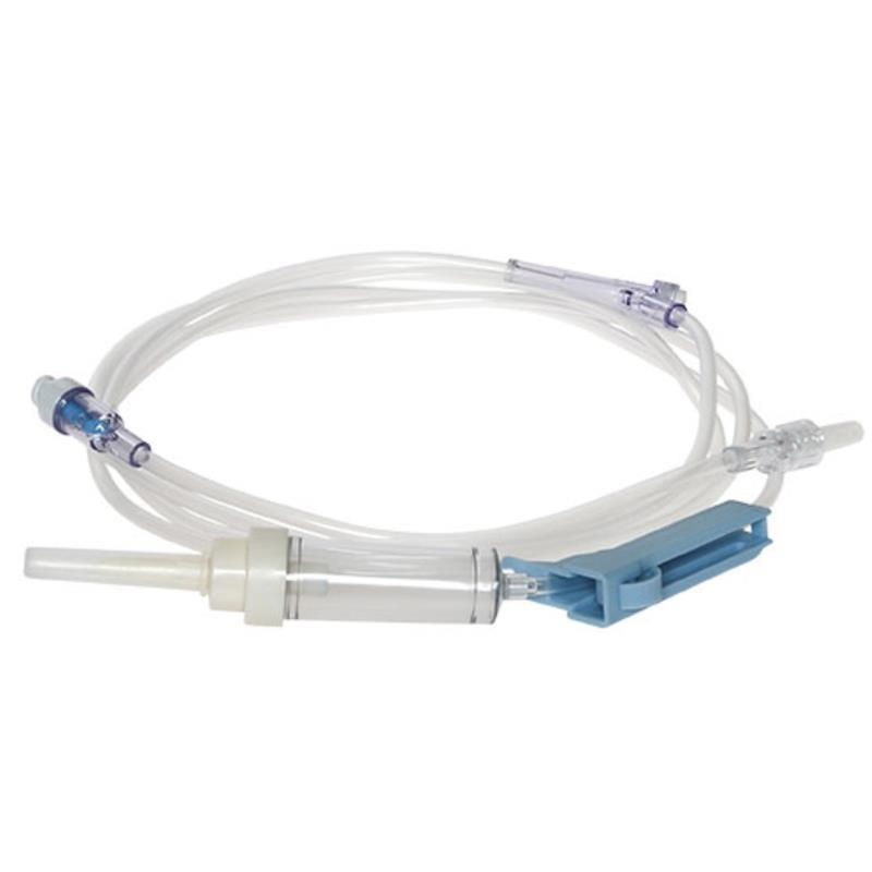 IV Tubing, 10 Drop IV Admin Set, Non-Vented, 2 Sure-Lok Needle-Free Y-Sites  with Roller Clamp, Rotating Male Luer Lock - Penn Care, Inc.