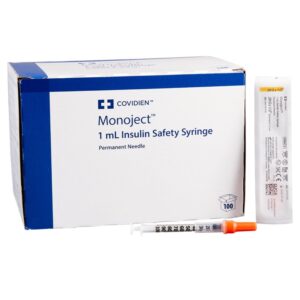 Syringe, Safety Insulin Monoject Sliding Safety Needle,