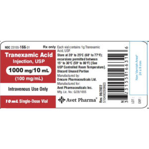 Tranexamic Acid Injection, 1000mg/10mL, 10mL Vial,